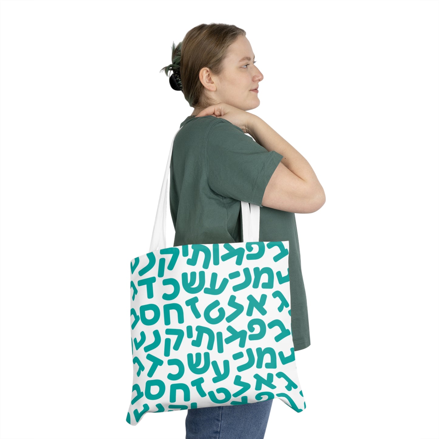 Aleph Bet Teal Shoulder Bag